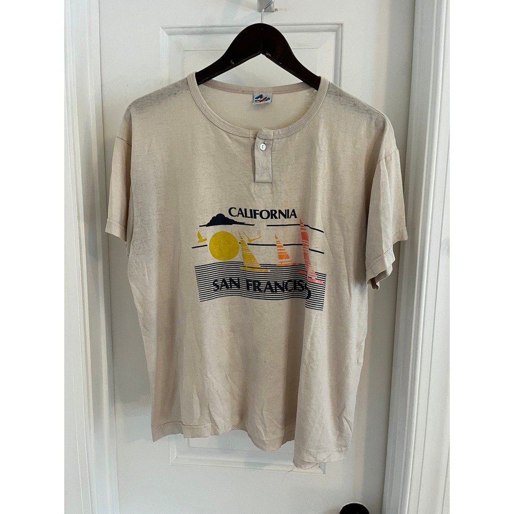 Vintage 80s California San Francisco Sailing Henley T